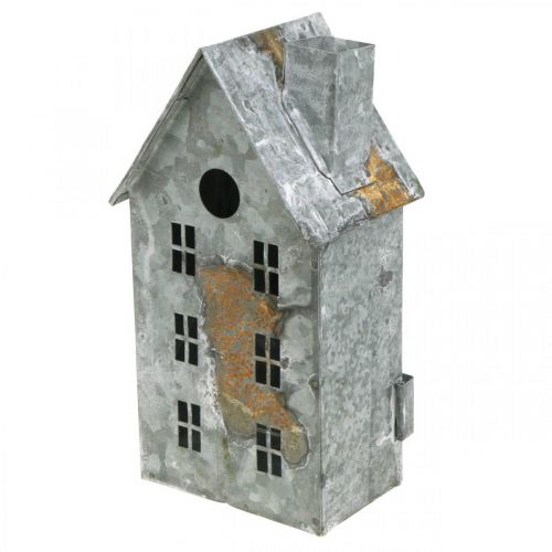 Floristik24 Kovový domeček s lucernou shabby chic praný bílý, rez H20cm