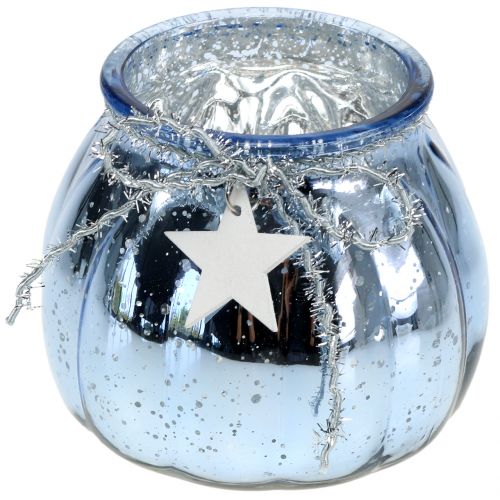 Floristik24 Lucerna světle modrá s LED světlem Ø11cm H10cm