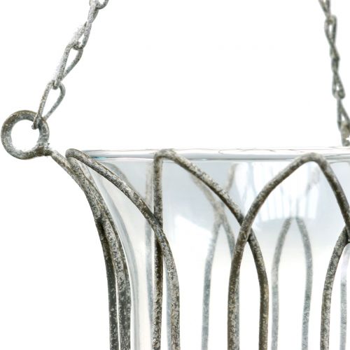 Floristik24 Závěsná lucerna šedá Ø14cm V45cm