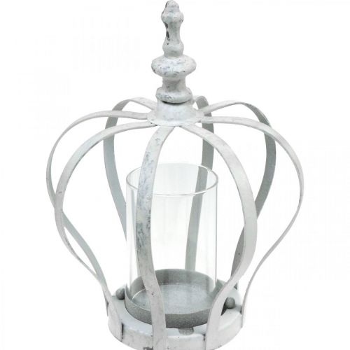 Floristik24 Světelná korunka větru, kovová dekorace ve stylu vintage, bílá shabby chic Ø14cm H19cm
