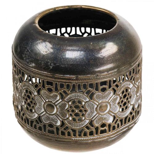 Floristik24 Lucerna kovový svícen na čajovou svíčku vintage květiny Ø12,5cm