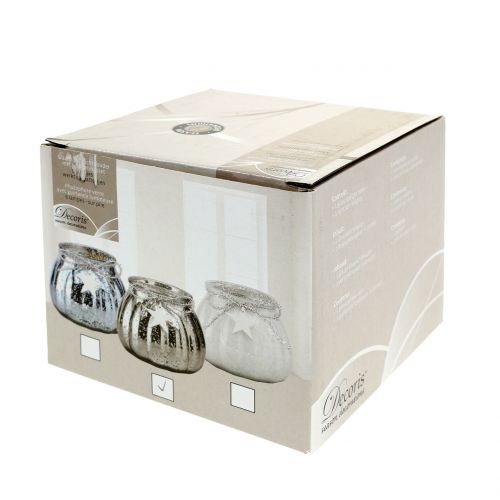 Floristik24 Stříbrná lucerna s LED světlem Ø11cm H10cm