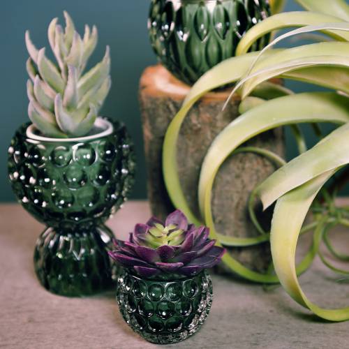 Floristik24 Skleněná lucerna tmavě zelená Ø11,5cm V9cm 1ks