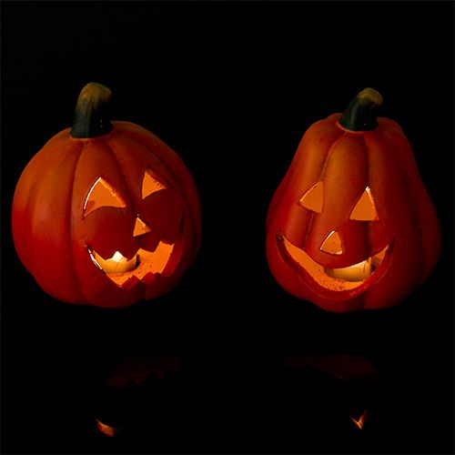 Floristik24 Lucerny dýňové s LED oranžové 10cm 4ks