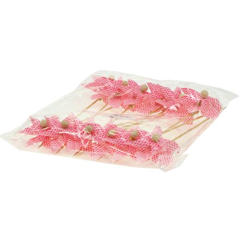 Floristik24 Větrný mlýn mini červeno-bílý Ø9cm 12ks