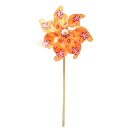Floristik24 Větrník na tyči větrník oranžová žlutá růžová Ø30,5cm 74cm