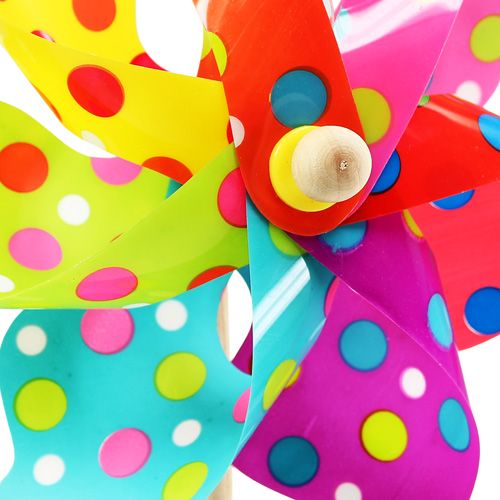 Floristik24 Barevný větrný mlýn s puntíky Ø22cm L55cm