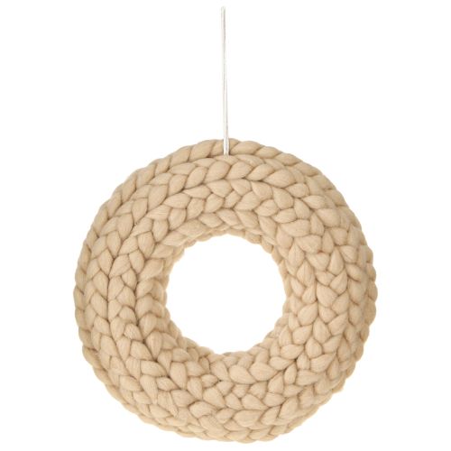 položky Vlněný plstěný dekorační věnec na zavěšení světle hnědý Ø25cm W4cm
