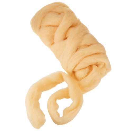 položky Vlněná stuha, krémově oranžová, 10 m vlny na věnce a aranžmá