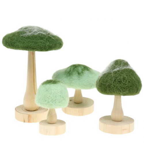 Floristik24 Dekorativní houbové dřevo / plsť zelená 8cm - 15cm 4ks