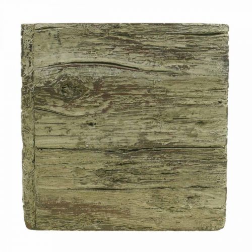 Floristik24 Květináč čtvercový 18x18cm betonová truhlička vzhled dřeva