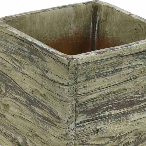 Floristik24 Květináč čtvercový 15x15cm betonový květináč vzhled dřeva