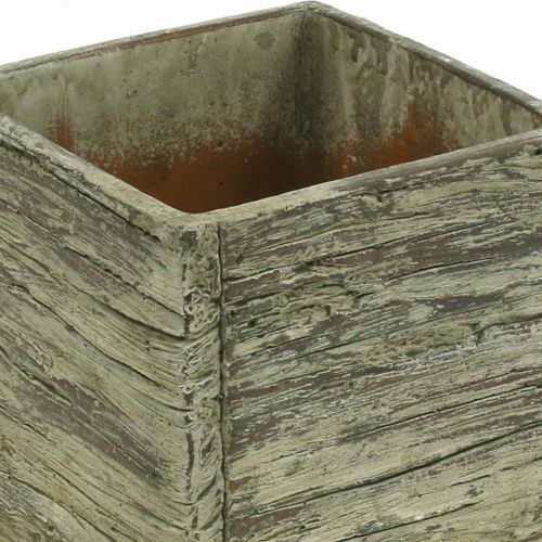 Floristik24 Květináč čtvercový 12x12cm betonová kostka vzhled dřeva