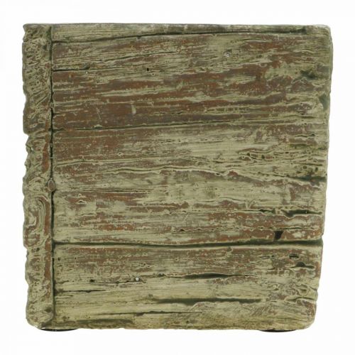 Floristik24 Květináč čtvercový 12x12cm betonová kostka vzhled dřeva