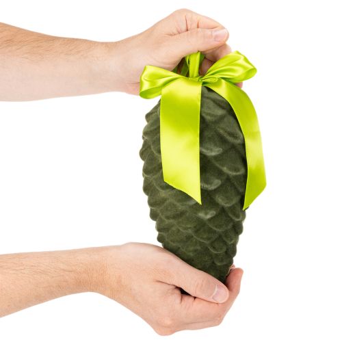Přívěsky z umělých šišek s dárkovou stuhou a mašlí, 23 cm, 3 kusy | Floristik24.cz