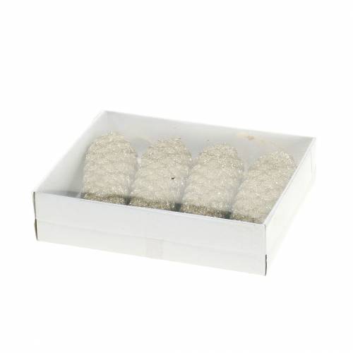 položky Vánoční ozdoby šišky zlaté třpytky 11cm 4ks