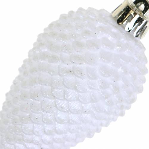 Floristik24 Vánoční ozdoby šišky bílé 8cm 6ks