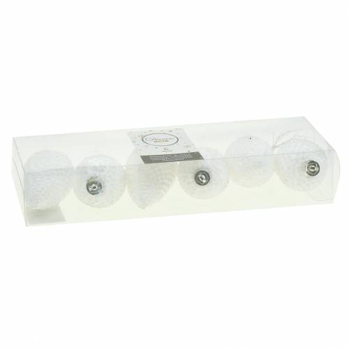 Floristik24 Vánoční ozdoby šišky bílé 8cm 6ks