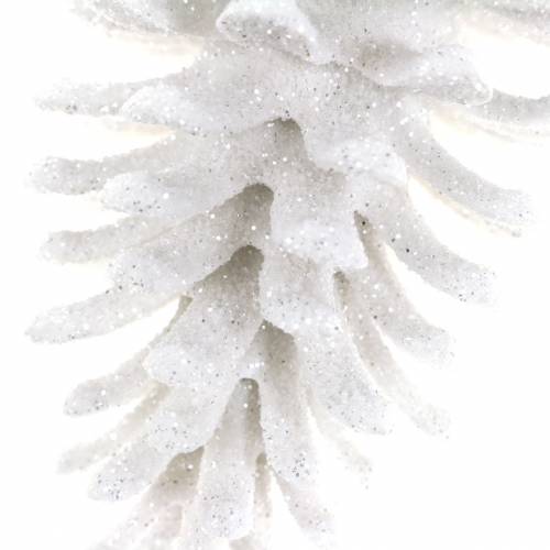 položky Ozdoby na vánoční stromeček šišky bílé třpytky 9cm x 4,5cm 6ks