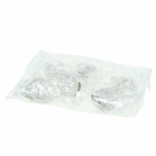 Floristik24 Ozdoby na vánoční stromeček šišky bílé třpytky 9cm x 4,5cm 6ks
