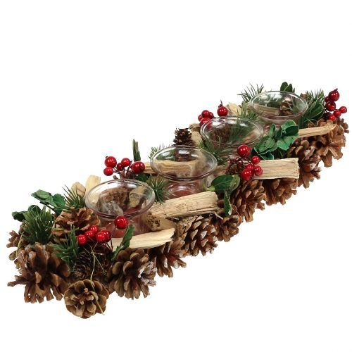 Floristik24 Vánoční svíčka aranžmá přírodní 45cm