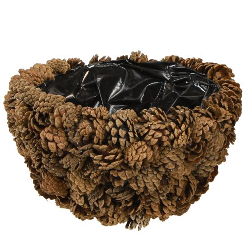 Rostlinný koš z šišek, přírodní, borové šišky Ø33cm V17cm