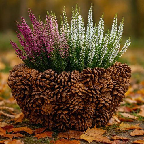 položky Rostlinný koš z šišek, přírodní, borové šišky Ø33cm V17cm