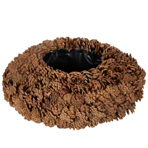 Kulatý květináč z borových šišek jako květináč, 38 cm; kulatý květináč z borových šišek, přírodní hnědý, vyrobený z borových šišek, 38 cm x 14 cm nakoupit | Floristik24.cz