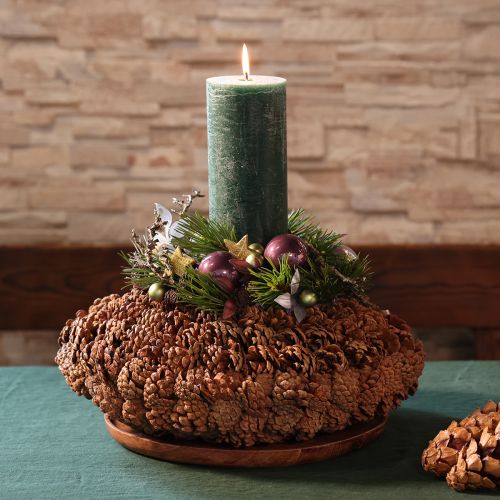 Kulatý květináč z borových šišek jako květináč, 38 cm; kulatý květináč z borových šišek, přírodní hnědý, vyrobený z borových šišek, 38 cm x 14 cm | Floristik24.cz