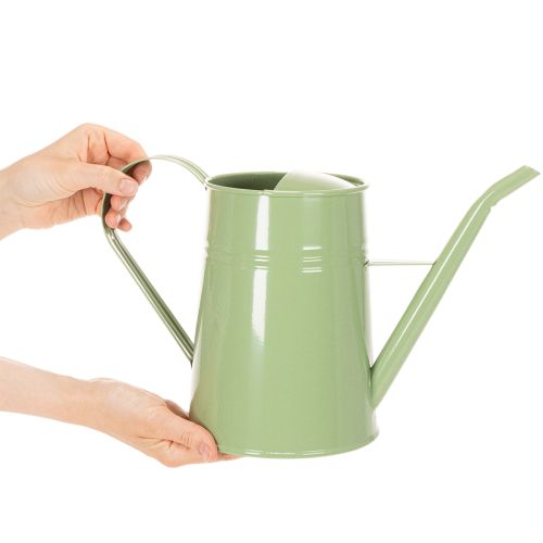 Vintage kovová konvice na zalévání do interiéru, mátově zelená, 1,7 l, dekorativní váza, retro design, V 23 cm | Floristik24.cz