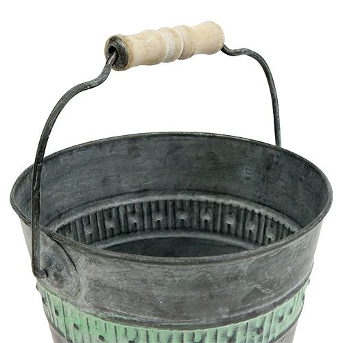 Floristik24 Zinkové vědro se zeleným Ø15cm H12cm