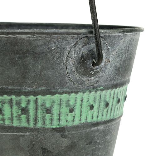Floristik24 Zinkové vědro se zeleným Ø15cm H12cm