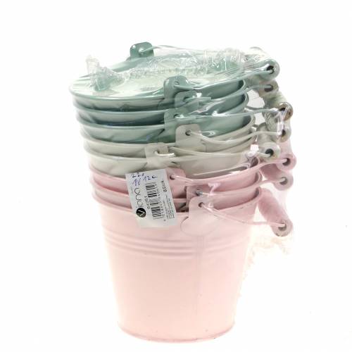 Floristik24 Zinkové vědro sortiment pastelové barvy Ø12cm V10cm 8ks