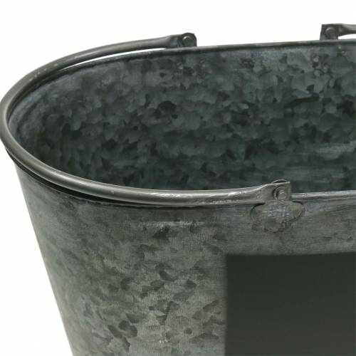 Floristik24 Květináč se zinkovou vanou s držadly Oval Grey V20cm