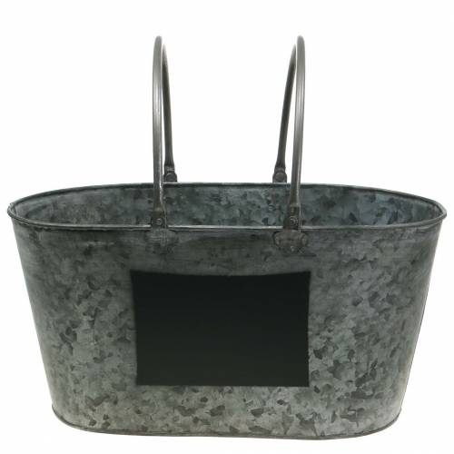 Floristik24 Květináč se zinkovou vanou s držadly Oval Grey V20cm