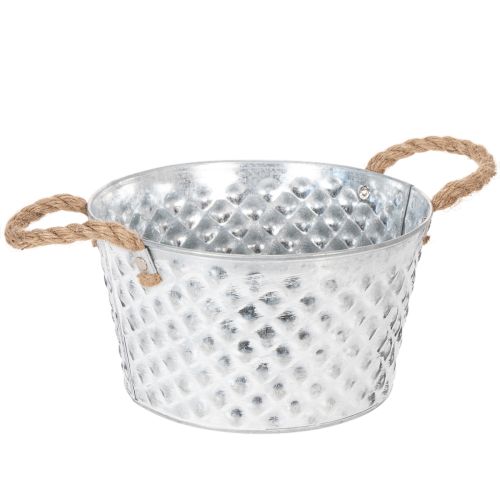 Zinková miska, dekorativní miska, kovová s lanovou rukojetí, Ø22cm V12cm nakoupit | Floristik24.cz