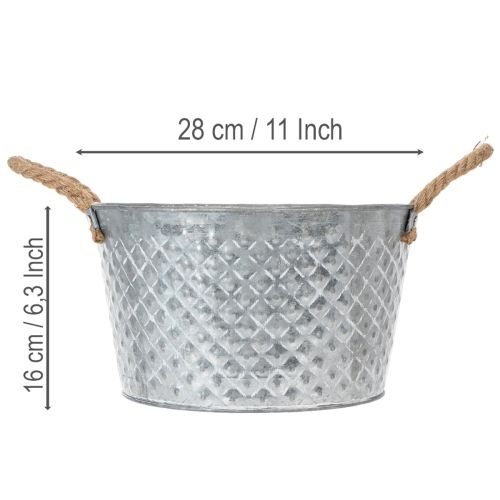 Kulatá zinková miska s lanovými úchyty Ø28cm V16cm | Floristik24.cz