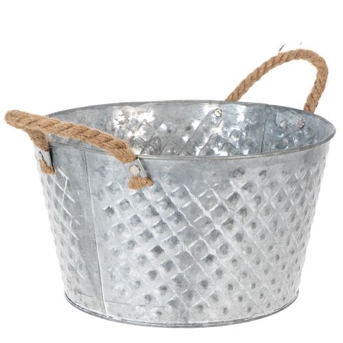 Kulatá zinková miska s lanovými úchyty Ø28cm V16cm | Floristik24.cz