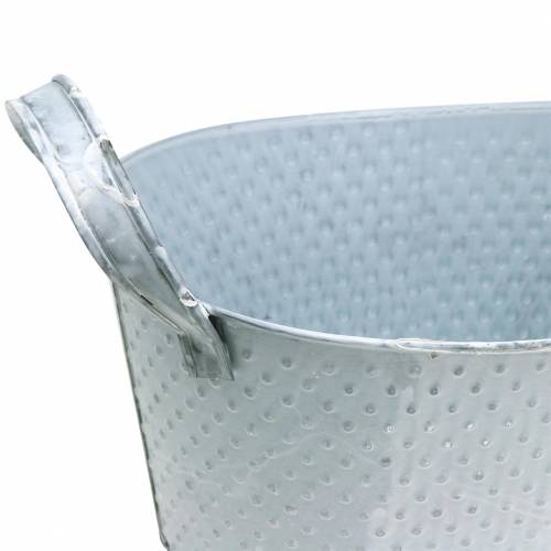 Zinková miska oválná světle šedá praná 27x18cm H12cm | Floristik24.cz