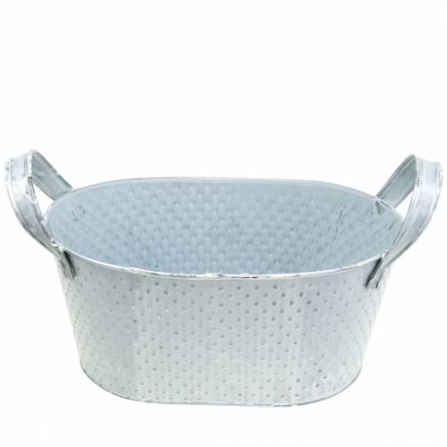 Zinková miska oválná světle šedá praná 27x18cm H12cm | Floristik24.cz
