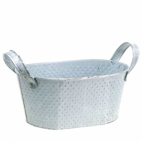 Zinková miska oválná světle šedá praná 27x18cm H12cm | Floristik24.cz