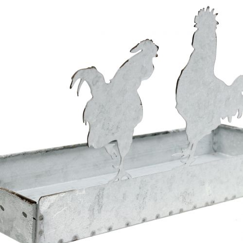 Floristik24 Zinková miska s kuřaty 30cm x 12cm H15,5cm