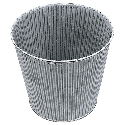 Floristik24 Zinkový hrnec šedý s pruhy Ø22cm V21cm