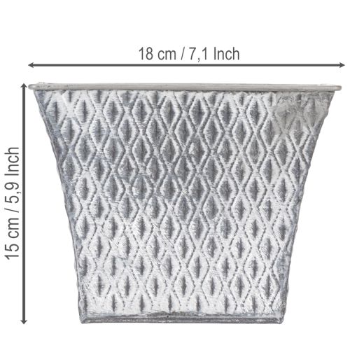 Zinkový hrnec s diamantovým vzorem, V15 cm | Floristik24.cz