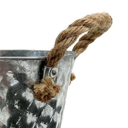 Floristik24 Zinkový hrnec s provazovými uchy Ø12cm H10cm