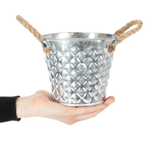 Zinkový hrnec s lanovými úchyty Ø14,5 cm V13 cm | Floristik24.cz