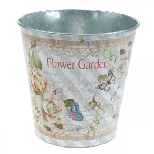 Floristik24 Květináč kovový růže letní dekorace květináč Ø15cm V15,5cm