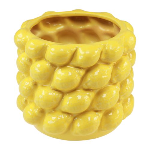 Floristik24 Citronová váza keramický květináč citronově žlutá Ø17cm V15cm