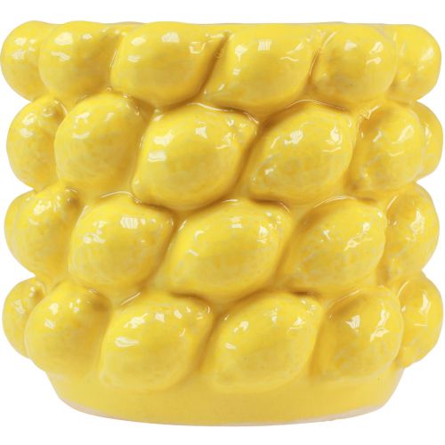 Floristik24 Citronová váza keramický květináč citronově žlutá Ø17cm V15cm