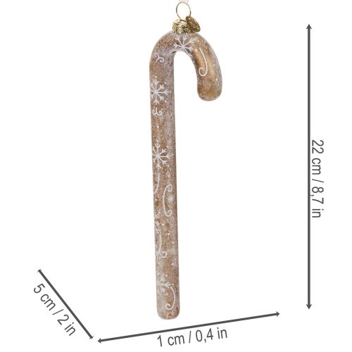 Skleněná ozdoba z cukrové hůlky, nostalgická vánoční dekorace na stromeček, 22 cm | Floristik24.cz
